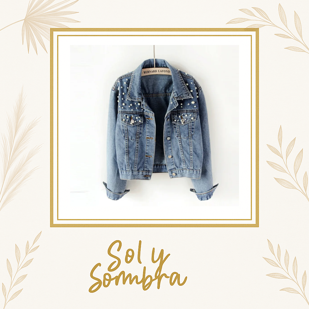 Chamarra Denim con Detalle de Perlas