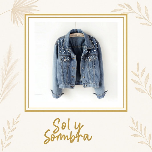 Chamarra Denim con Detalle de Perlas