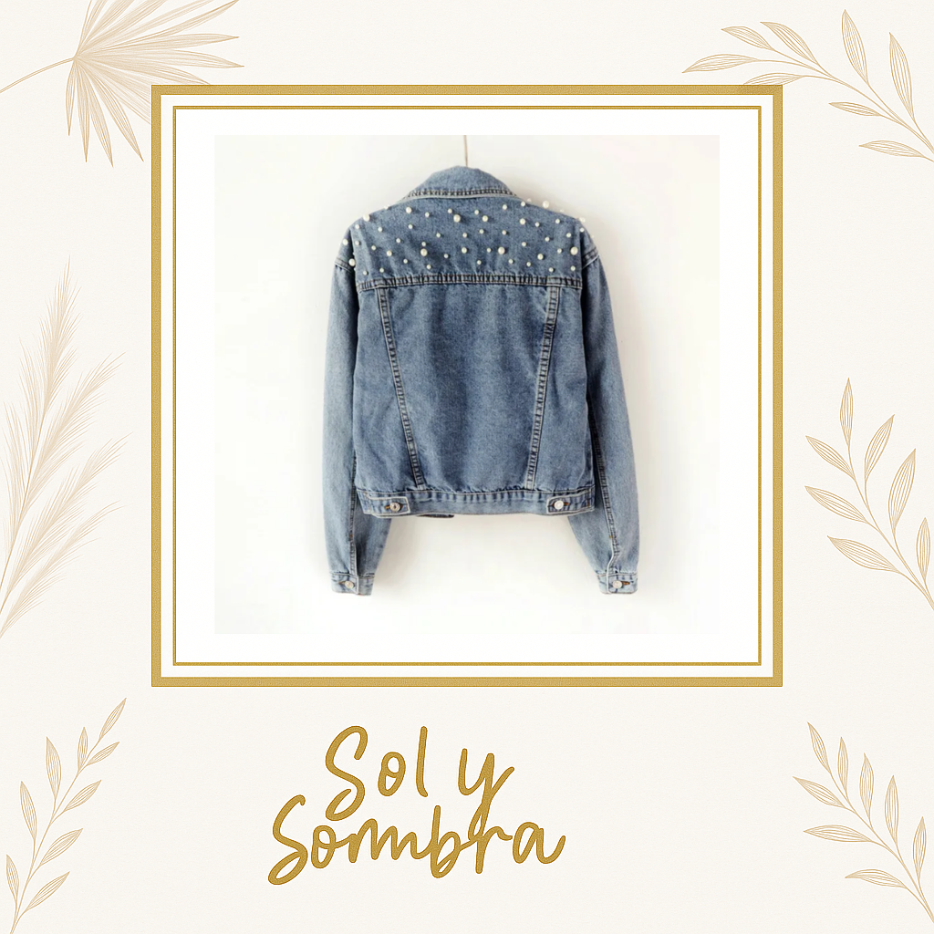 Chamarra Denim con Detalle de Perlas